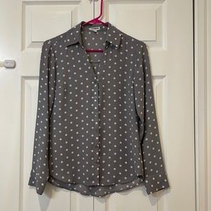 Express grey polka dot blouse